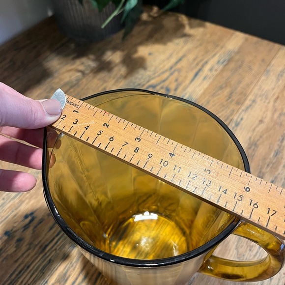 Vintage Amber Panel Glass Pitcher – Smooth Paneled Design - Picture 8 of 8